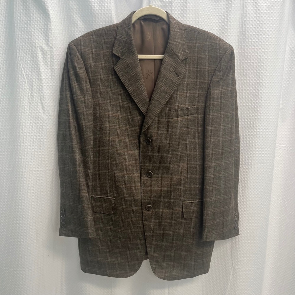Jos A Bank Signature Gold Brown Glen Plaid Wool Blazer Sport Coat 41R Old
Money